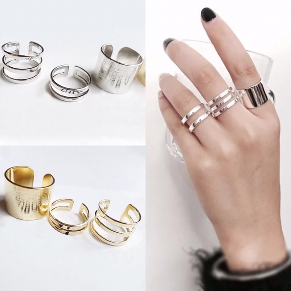 Jewelry - Minimalist Set of Three Rings Gold or Silver